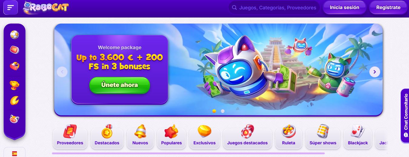 Regístrate en RoboCat y consigue bonos de bienvenida especiales